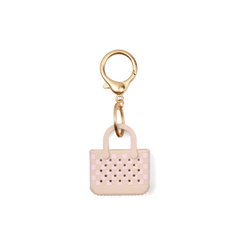 Tiny Tote Keychain - Checkered Linen/ Pink Marshmallow